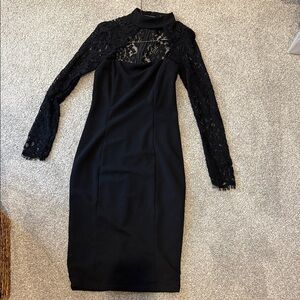 Do-Be Elegant Black Lace Sleeve Dress size small